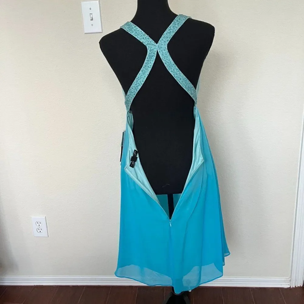 Aidan by Aidan Mattox Teal Mini Dress - Picture 7 of 11